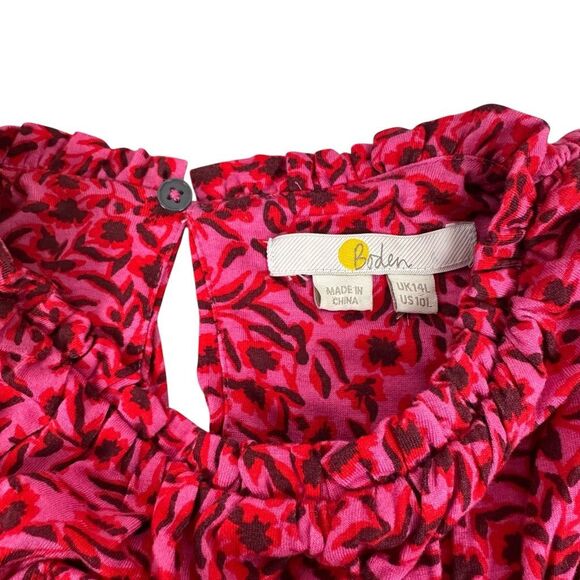 Boden Yoke Detail Jersey Mini Dress size 10L Gin Fizz Abstract Vine - Picture 5 of 11